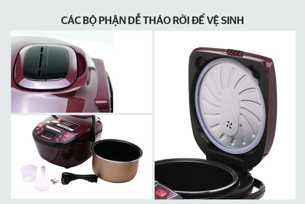 Các bộ phận dễ tháo rời để vệ sinh